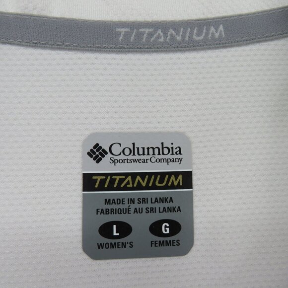Columbia Shirt Womens Size Large White Titanium Golf Tennis 1/4 Snap V Neck - Picture 5 of 9